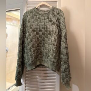 Olive Green Oversized Basketweave Sweater